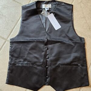 New Black Satin Formal Vest Mens Sz M AZAZIE